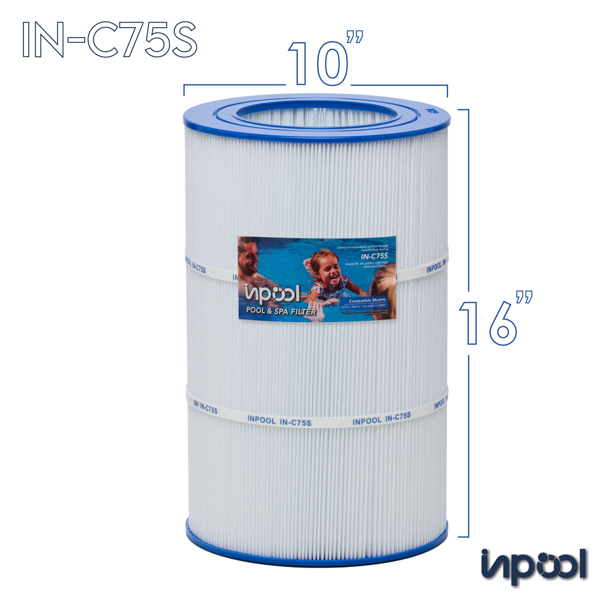 INPOOL IN-C75S POOL FILTER AND SPA FILTER CARTRIDGE